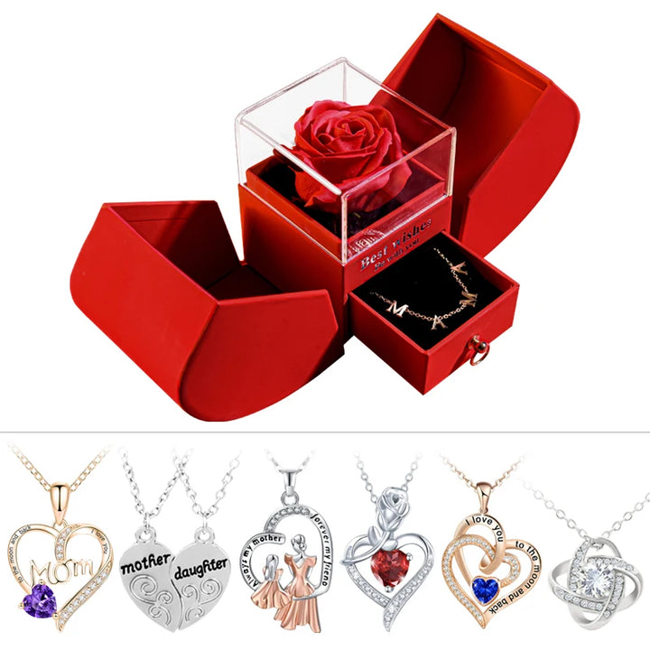 Eternal rose gift box with necklace